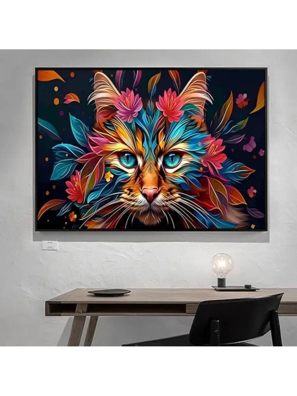 “Kaleidoscope Cat” Canvas Print Vibrant Wall Art - Picture 4 of 10
